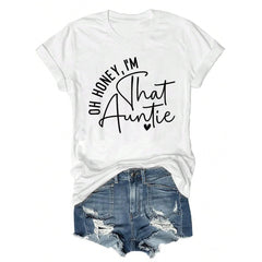 This Lady, My Dear, I Am The Aunt Pattern Women's Casual Short Sleeve Crew Neck T-Shirts