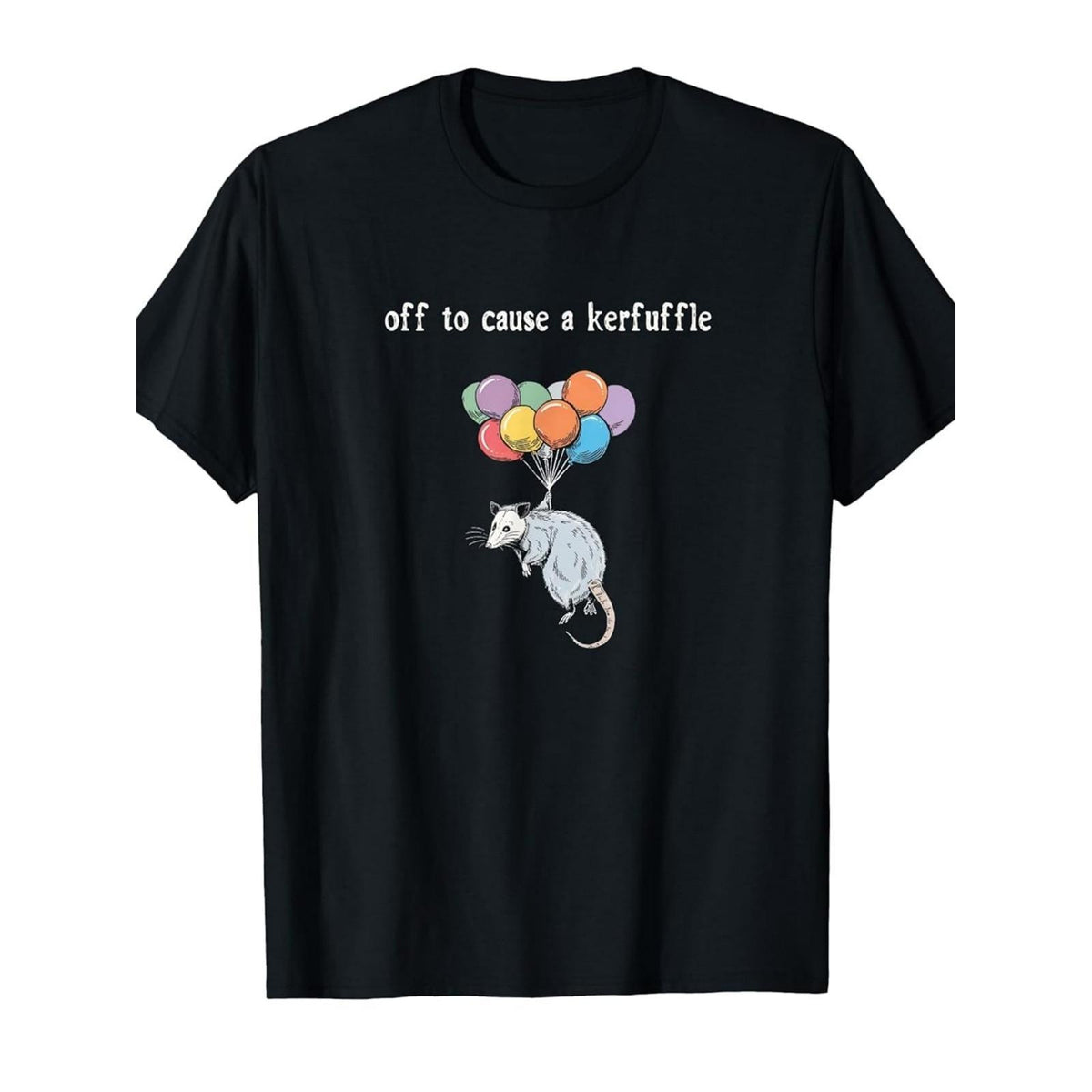 Off To Cause A Kerfuffle Funny Opossum Retro Quirky Animal Gift Trendy Unisex Tee Soft Cotton Crew Neck Vintage Style Trash Panda Vibes