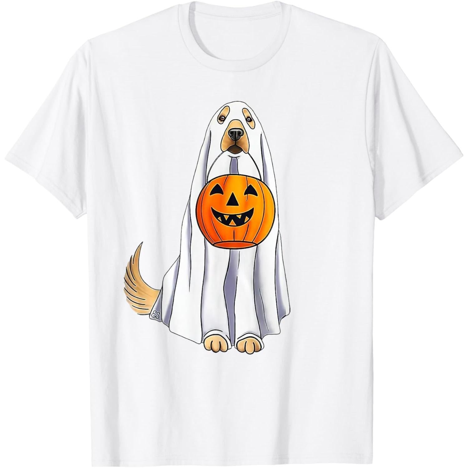 Funny Halloween Dog Ghost and Pumpkin T-Shirt