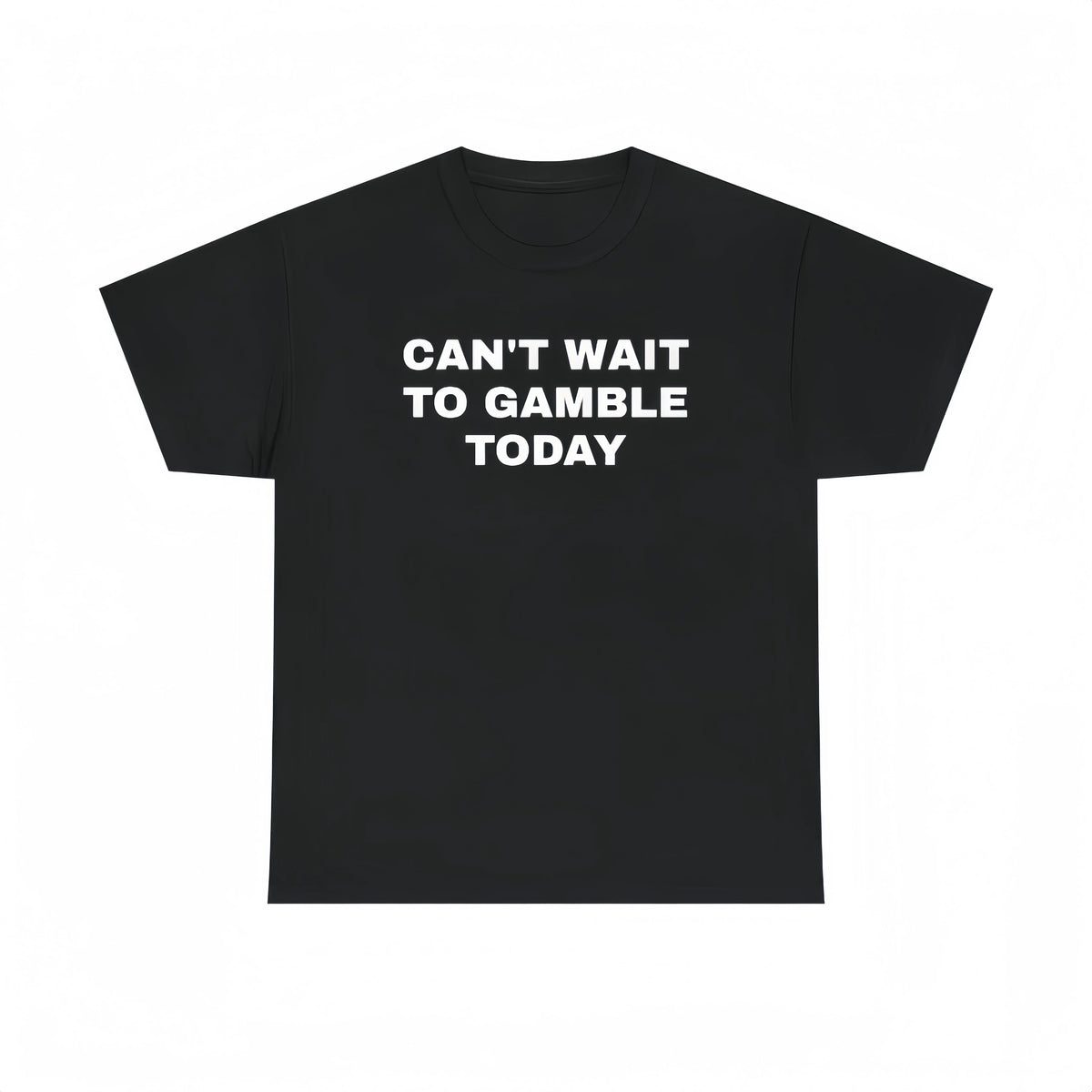 Men's Oversized Heavy Cotton Graphic Tee - Short-Sleeve Print Tops with Funny "Can't Wait To Gamble Today" Design - Casino, Poker - Mens Gifts for Boyfriend - Street Style Summer Outdoor Wear