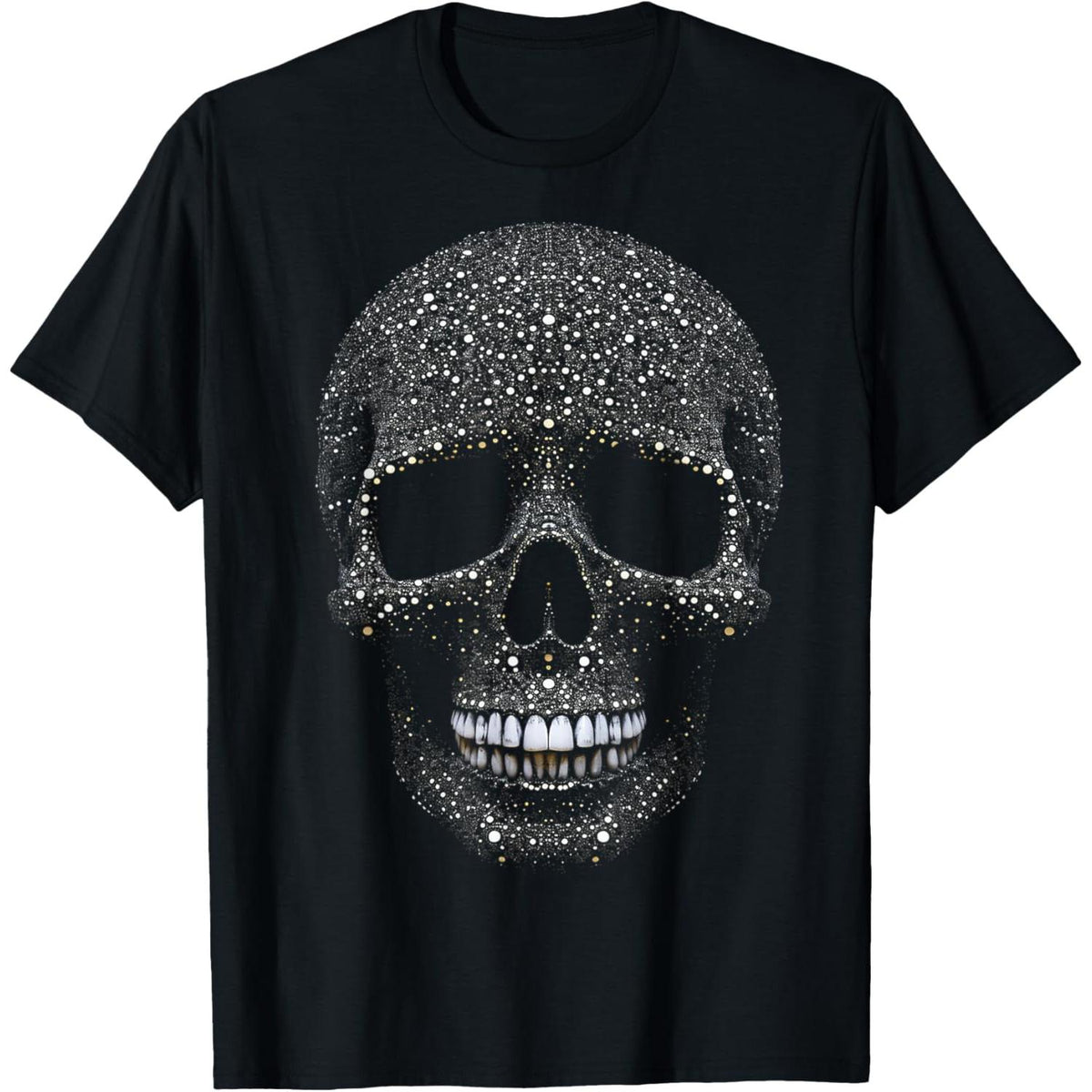Casual Cotton T-Shirt with Crystal Skull Tee – Intricate Rhinestone Gothic Design Short Sleeves - Teeshirts,Graphic Tees Stream Elements Shirt,Graphic Tees Stream Elements Shir Graphic Tees