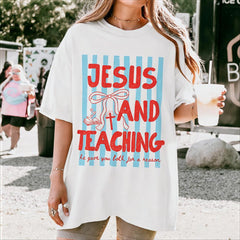 Artsadd Christian Teacher Tee, 100% Cotton Unisex T-Shirt, Jesus And Teaching Shirt Faith Teacher Gift Educator Appreciation Tshirt