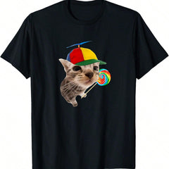 Lollipop Silly Cat Funny Cute Meme Graphic Tee Skin Printed TShirt
