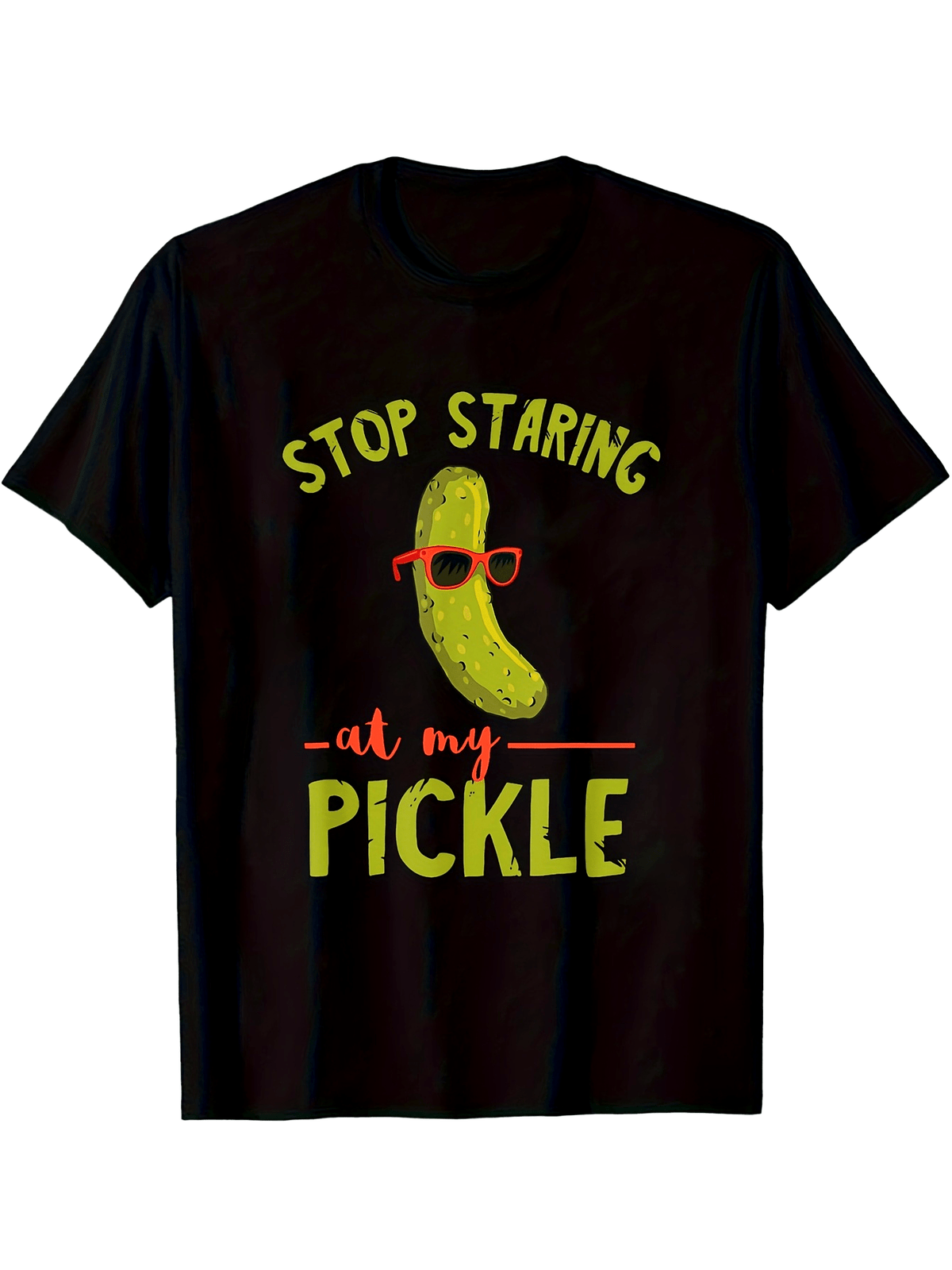 Men's Unique Pickle Pattern Round Neck T-Shirt - Single-Piece Casual Wear All Year Round