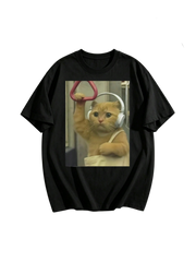 Subway Cat Meme Shirt, Gen Z Joke Shirt, Stupid Brainrot Gift, Cat Lover Gift, Funny Kitty Tee, Cool Cat Shirt 100% Cotton Men's Graphic T Shirts