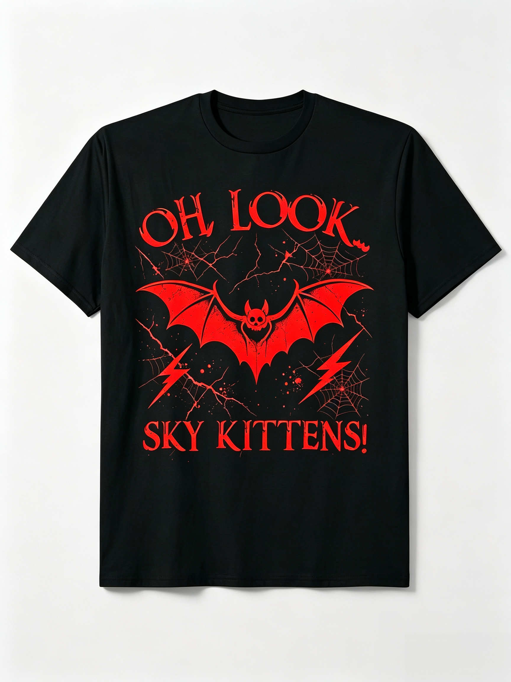 Oh Look Sky Kittens T-Shirt Funny Bat Lover Gothic Tee