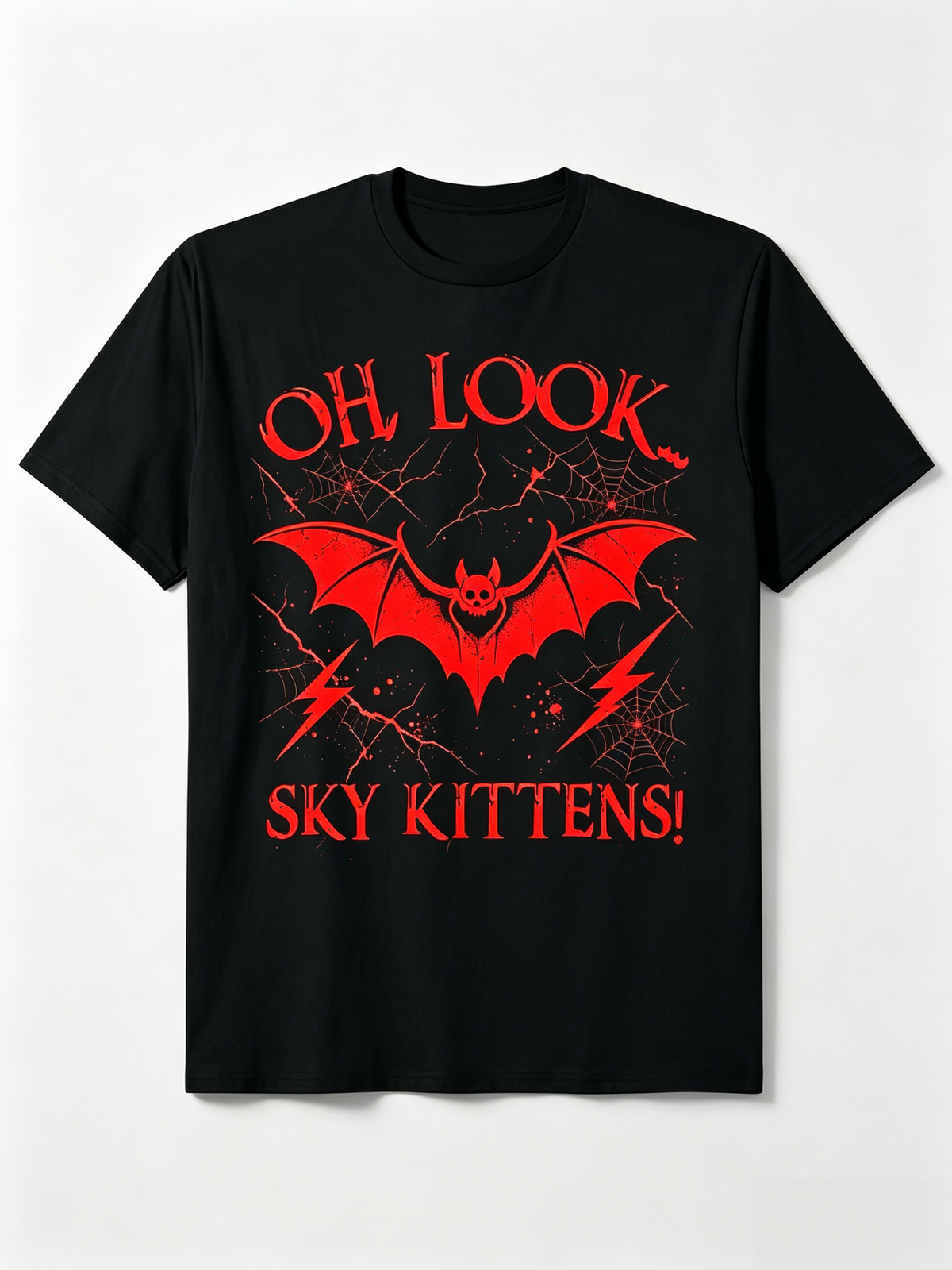 Oh Look Sky Kittens T-Shirt Funny Bat Lover Gothic Tee