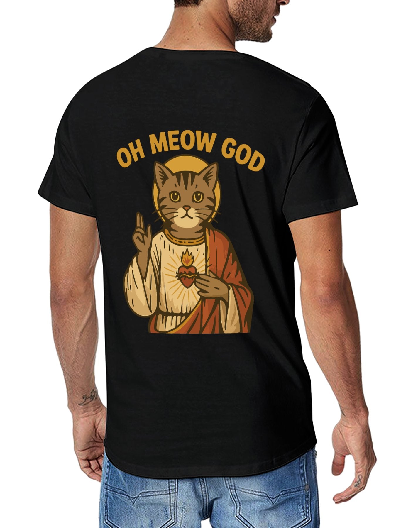 Graphic tee [oh meow god] funny t-shirt Unisex cat meme 2sides