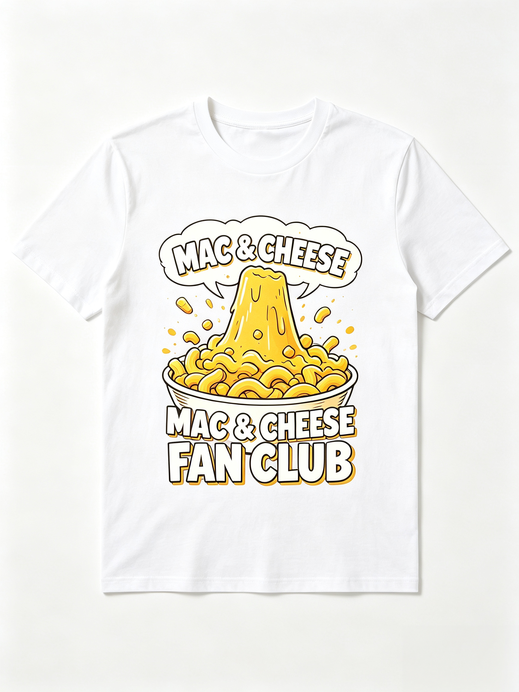Men Cheesy Pasta Food Fan Club Graphic T‑Shirt, Crew Neck Short Sleeve Casual Funny Food‑Lover Summer Tee