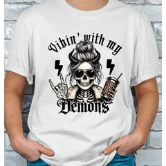 Vibin with my Demons Coffee Skeleton T-shirt