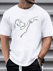 Men's Fashion Dog and Fist Summer Short-sleeved Sports T-shirt Gifts for pet lovers，Graphic Tshirt Men