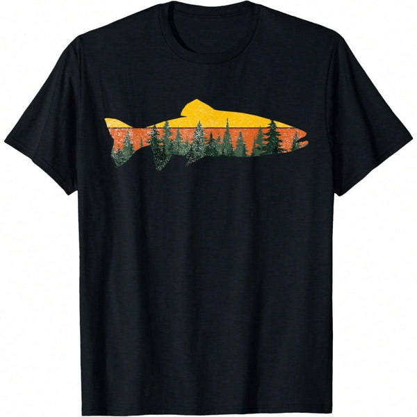 Men's Short Sleeve T-Shirt Funny T-Shirt For Men Trout Fly Fishing Outdoor