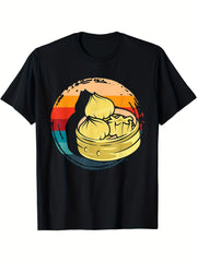Men'S Vintage Dim Sum Dumplings Graphic Tee - Short Sleeve Crew Neck Casual TShirt