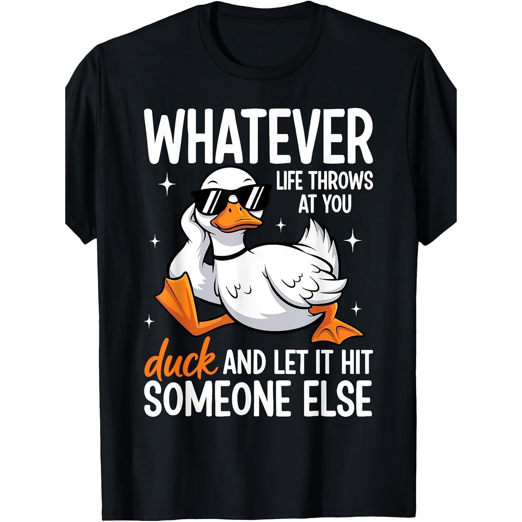 “Duck Let It Hit Someone Else” Funny Tee – Retro Duck Graphic Quote Shirt for Men Women, Soft Cotton Casual Crewneck