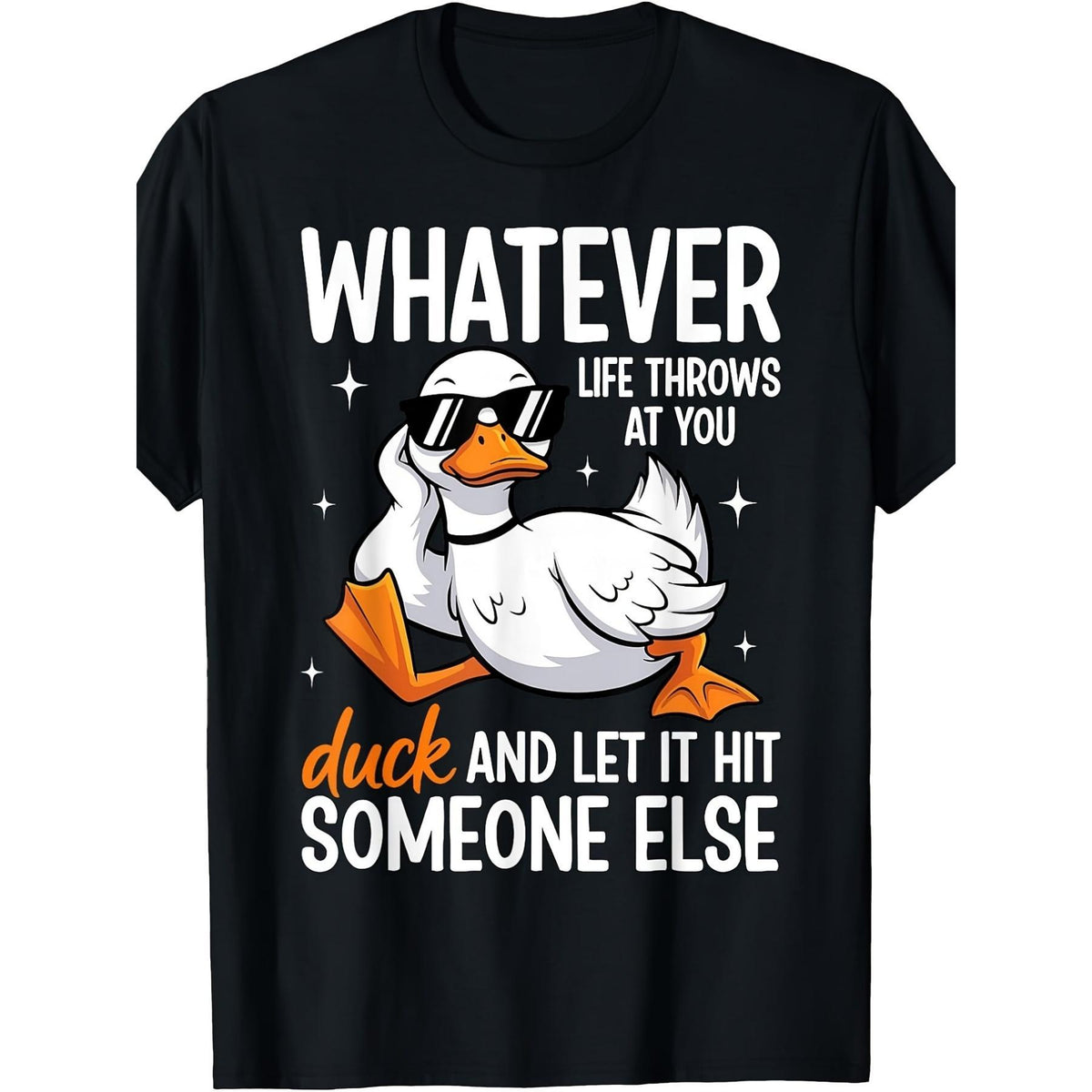 “Duck Let It Hit Someone Else” Funny Tee – Retro Duck Graphic Quote Shirt for Men Women, Soft Cotton Casual Crewneck