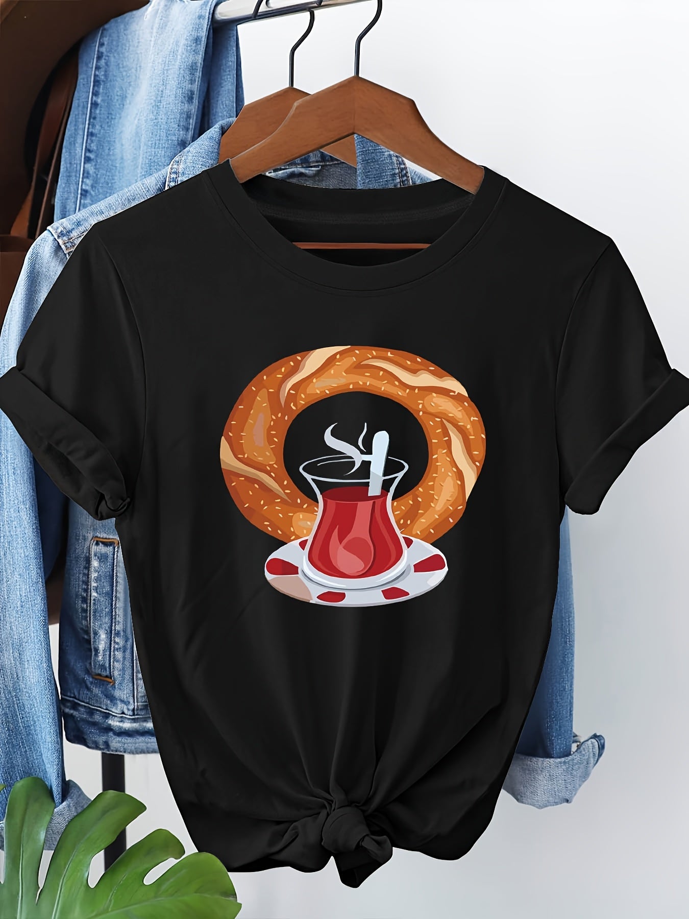 Women'S Casual Turkish Cuisine Graphic T-Shirt - Round Neck, Short Sleeve Top, Perfect for Spring/Summe
