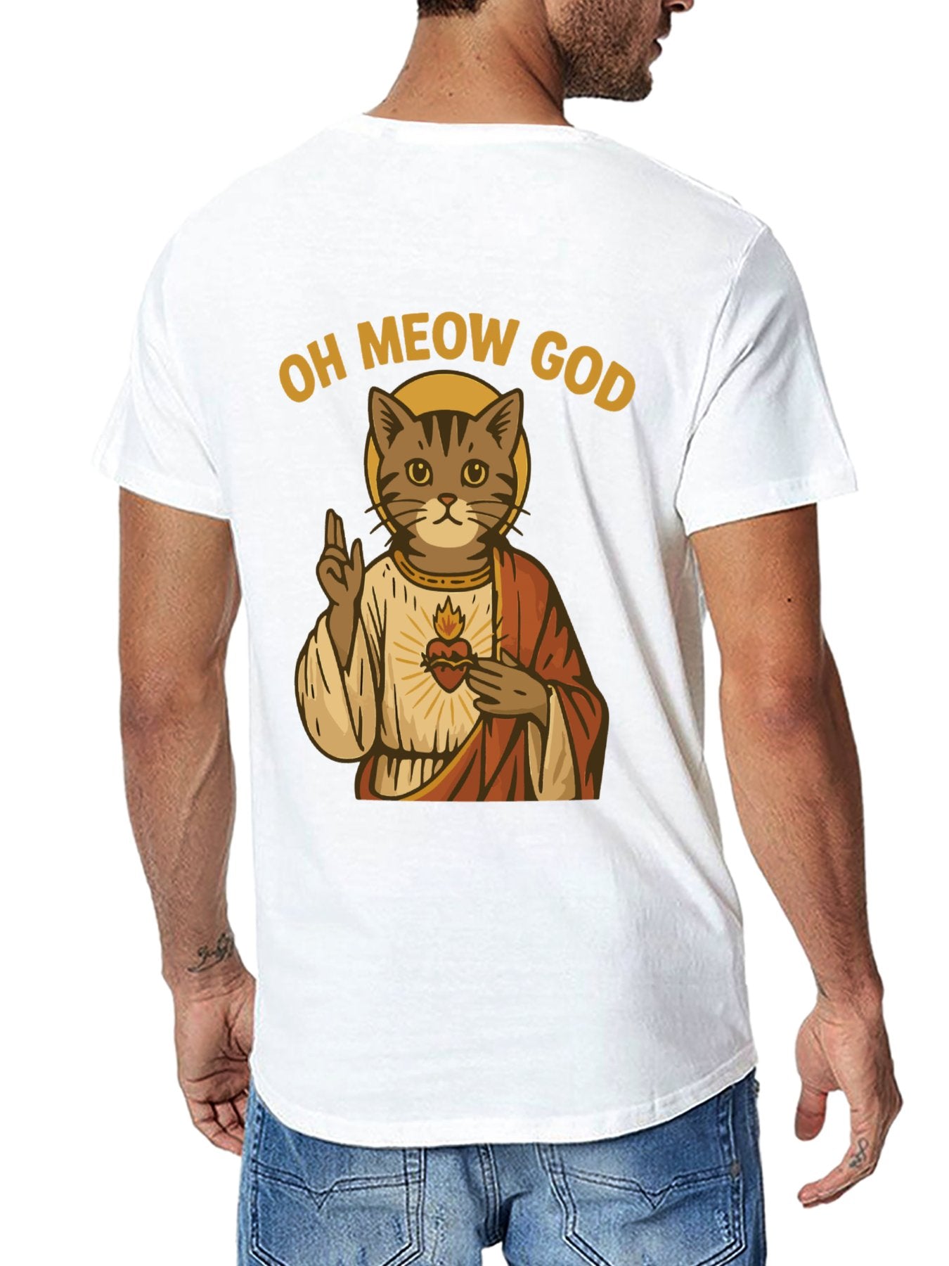 Graphic tee [oh meow god] funny t-shirt Unisex cat meme 2sides