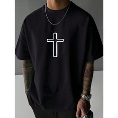 Men's Graphic T-Shirt Jesus Cross Faith Daily Wear 100% Cotton Unisex Gift Idea For Him Her Religious Apparel Spiritual Comfortable Fit Casual Style