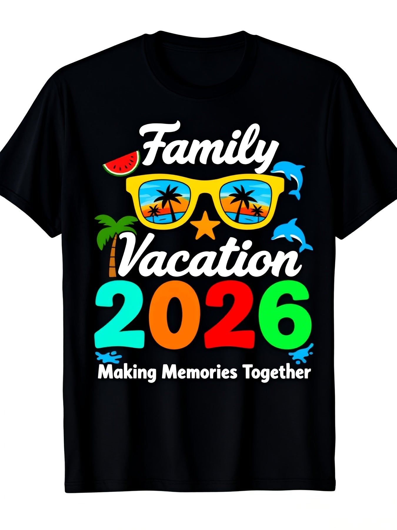 Family Vacation 2026 Making Memories Together Graphic T-Shirt, Unisex Soft Cotton Crew Neck Top, All Season Tropical Beach Tee, Matching Group Outfit For Summer Family Trips
