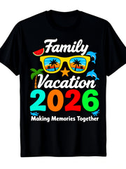 Family Vacation 2026 Making Memories Together Graphic T-Shirt, Unisex Soft Cotton Crew Neck Top, All Season Tropical Beach Tee, Matching Group Outfit For Summer Family Trips