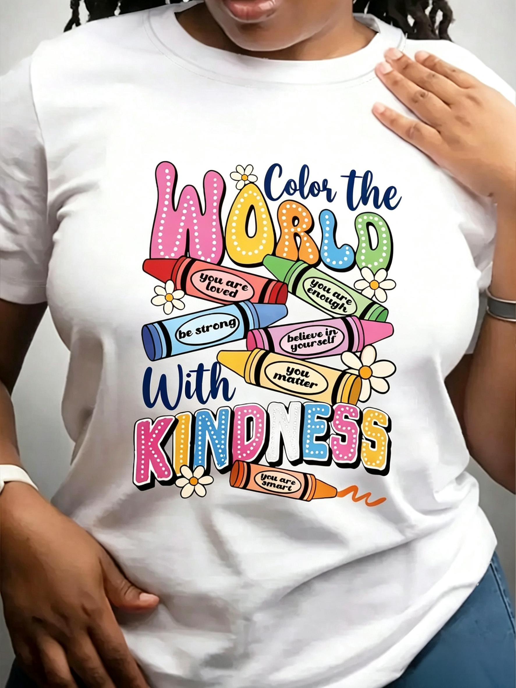 Color The World With Kindness T-Shirt Crayon Teacher Tee You Are Loved