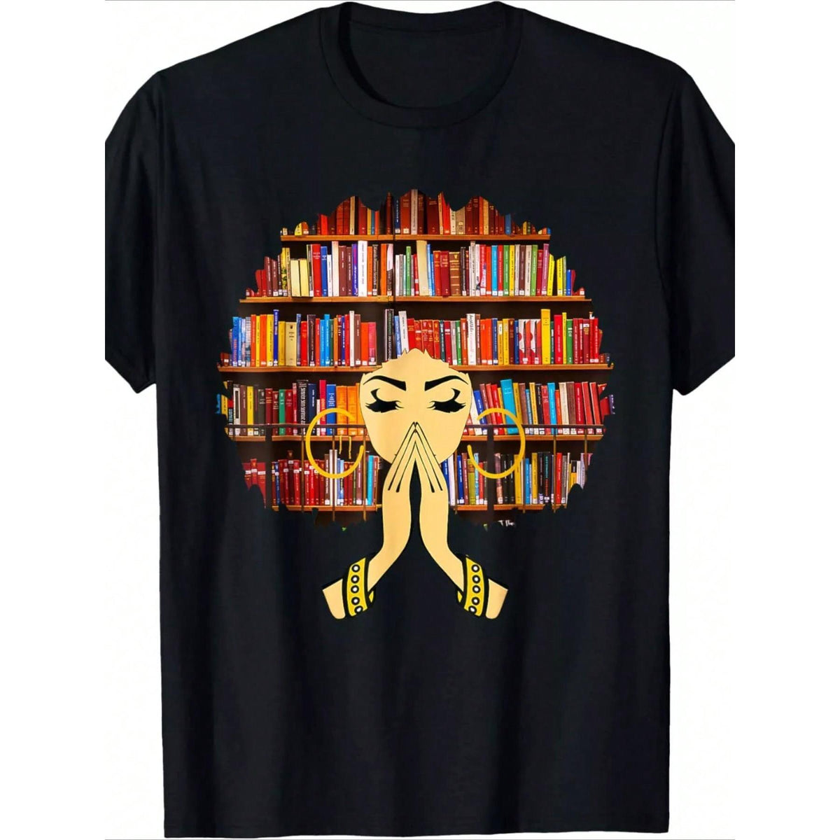 100% Cotton  Magic Afro Book Love Literacy Librarian T-Shirt   220g Heavy Cotton T Shirt