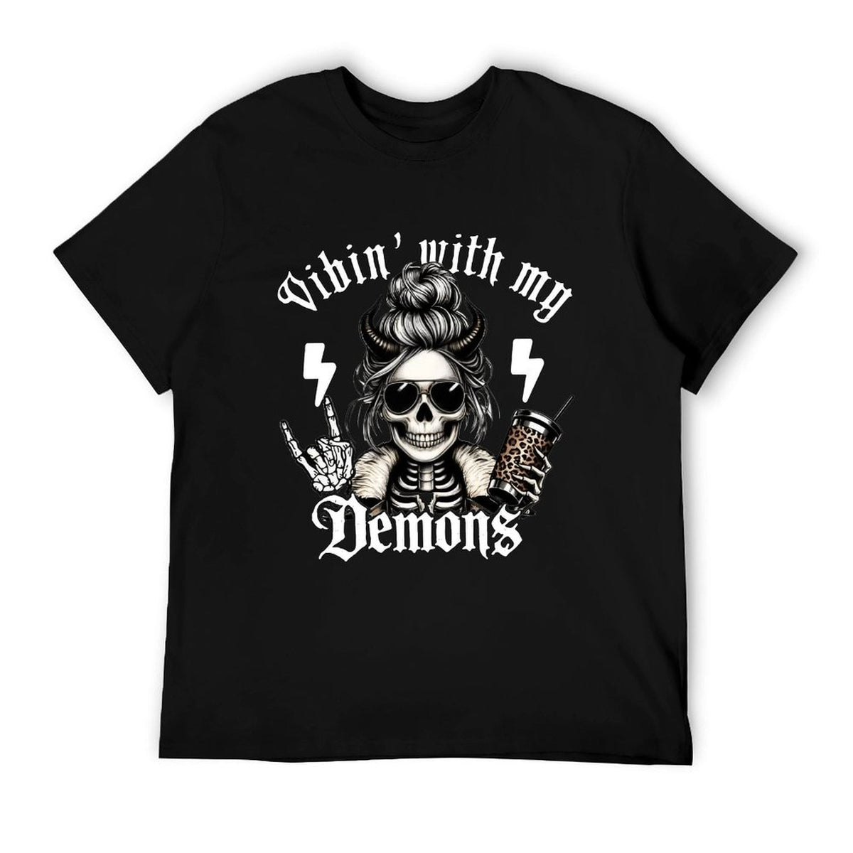 Vibin with my Demons Coffee Skeleton T-shirt