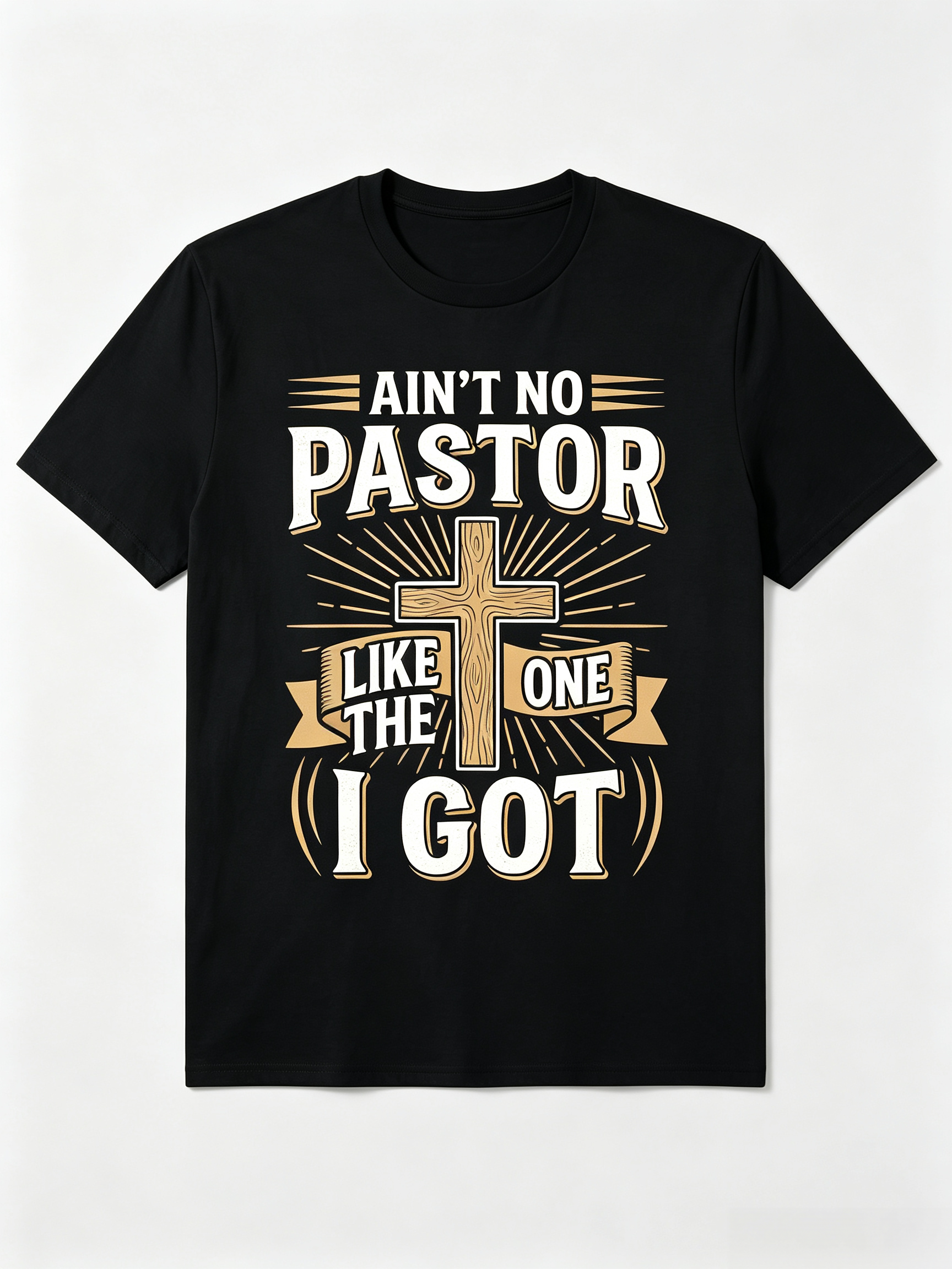 Christian Faith T-Shirt 'Ain'T No Pastor Like The One I Got' Retro Round Neck Tee Suitable for Church Study Casual Attire Machine Washable Religious Apparel