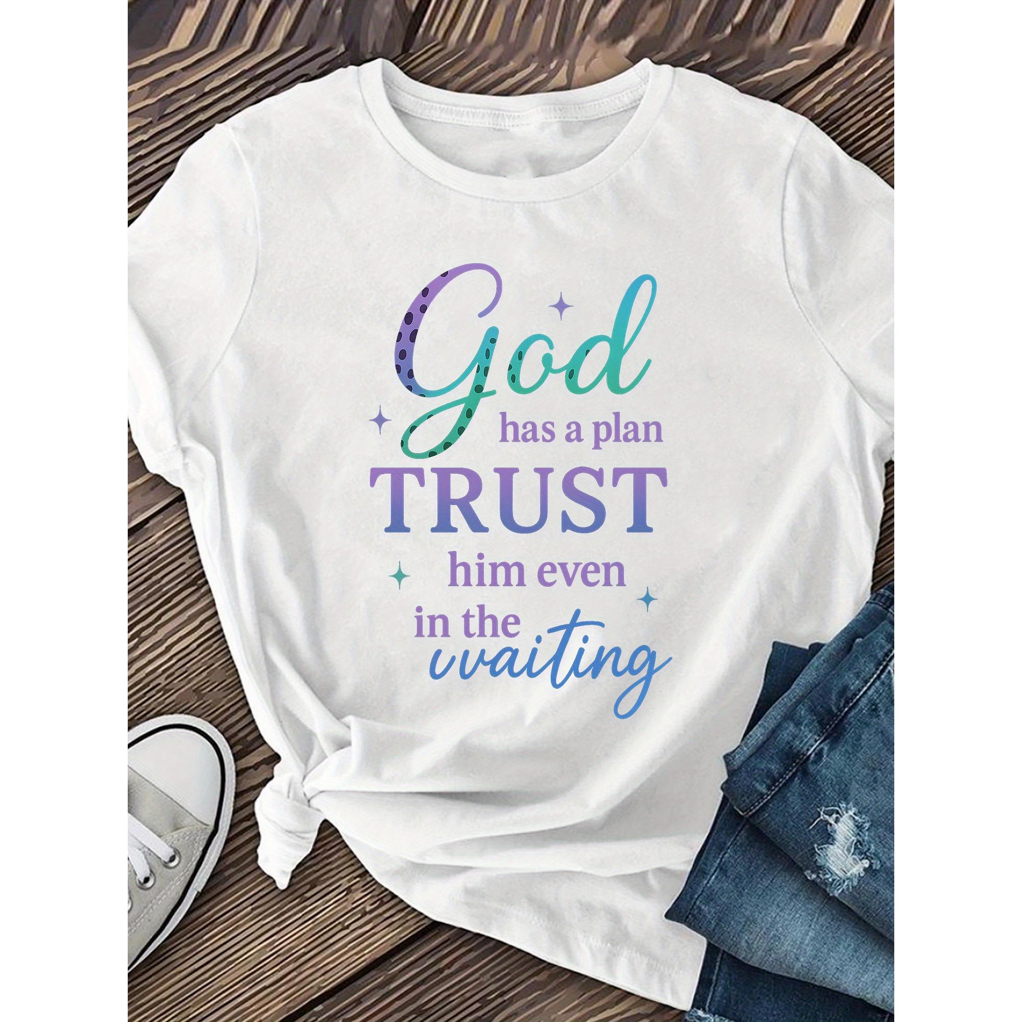 “God’s Plan” Floral Print Tee – Christian Faith Graphic Shirt for Women, Soft Cotton Casual Crewneck