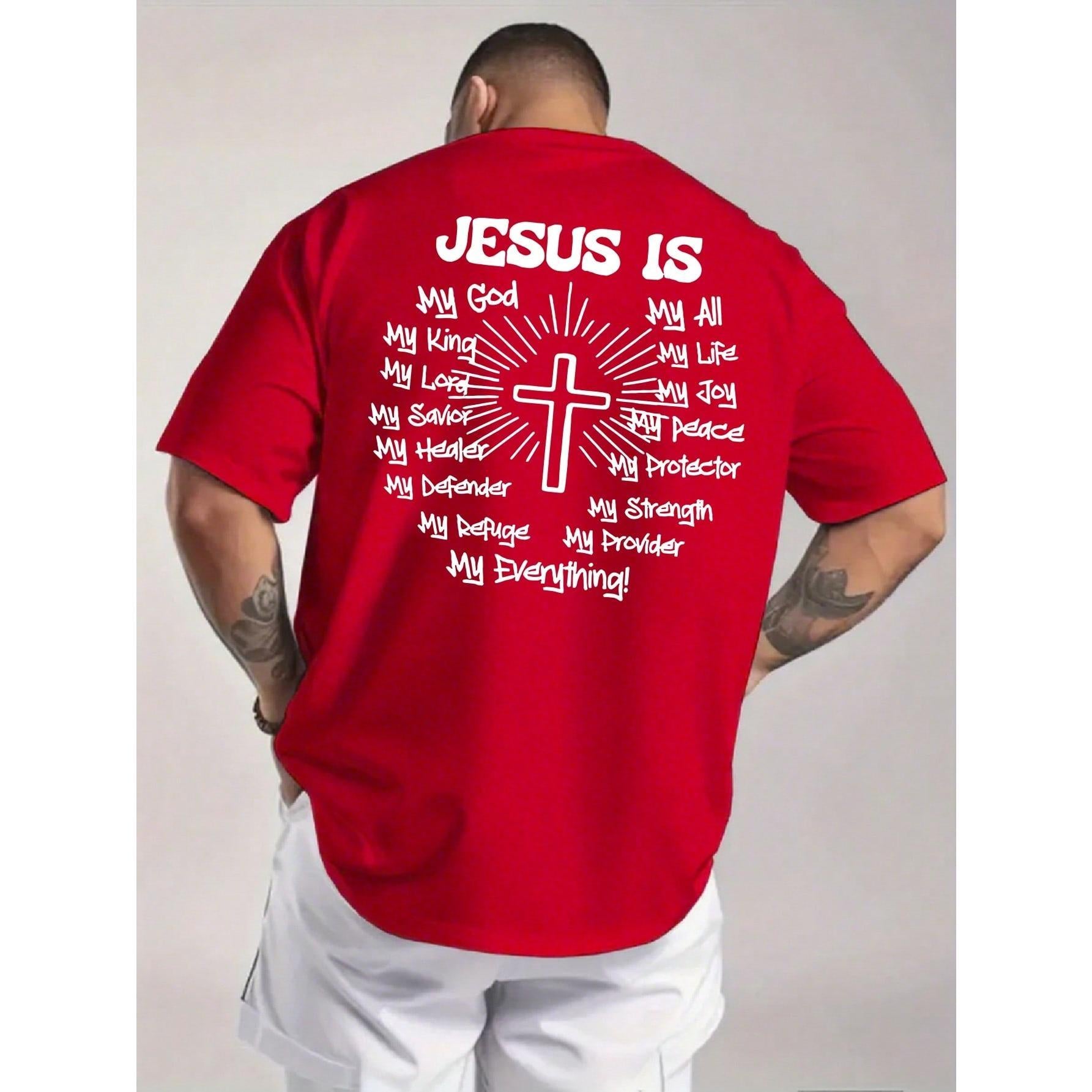 Men's Graphic T-Shirt Jesus Cross Faith Daily Wear 100% Cotton Unisex Gift Idea For Him Her Religious Apparel Spiritual Comfortable Fit Casual Style