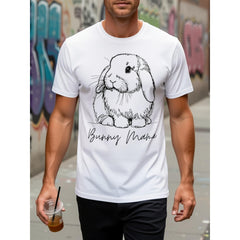 Retro Bunny Mama Holland Lop Rabbit Line Art T-Shirt Cute Dutch Rabbit Breed Graphic Tee Bunny Mom Gift Unisex Summer Casual Top Soft Cotton Crew Neck Vintage Style