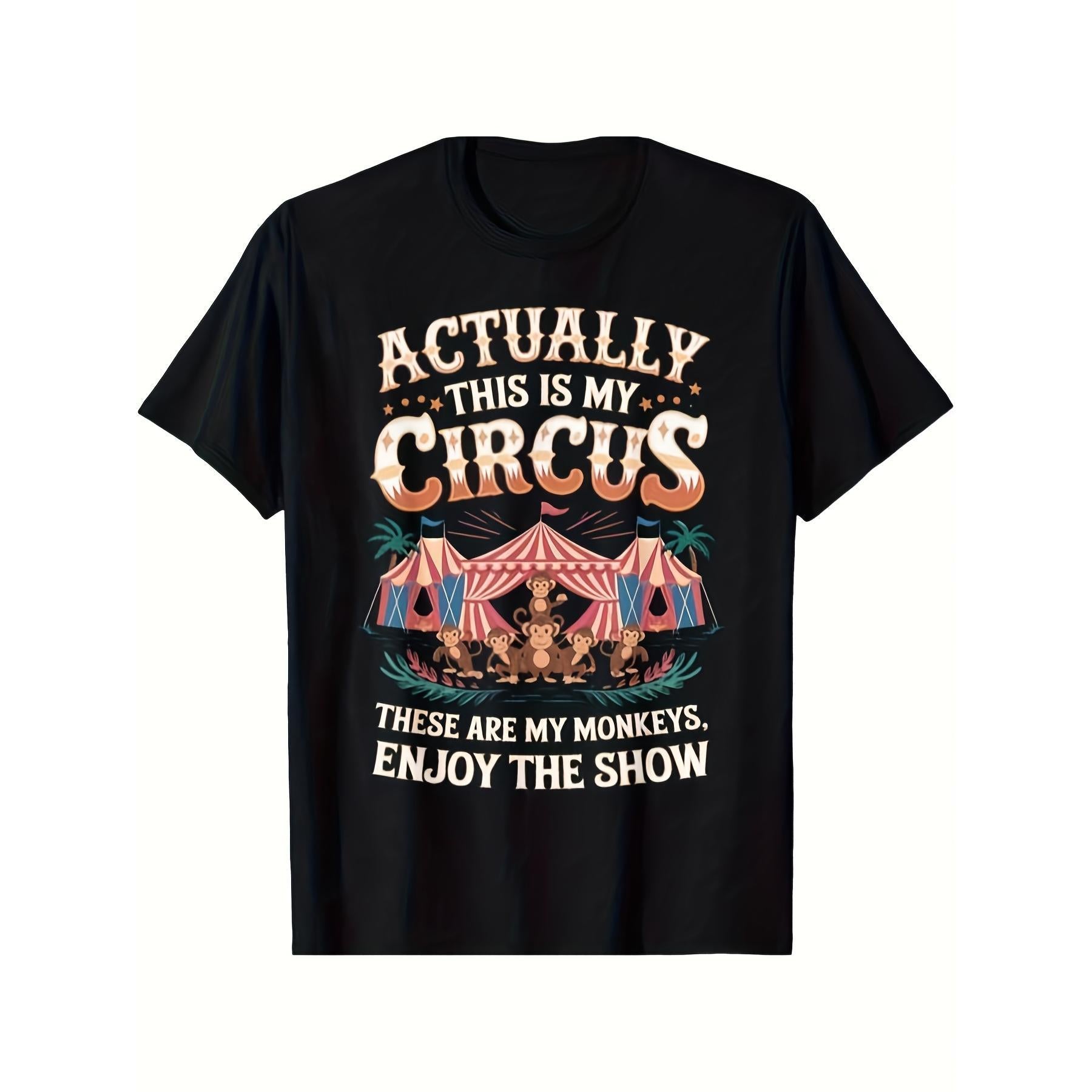 This Is a T-Shirt for The Carnival Featuring a Circus Monkey Carousel, Suitable for Both Men And Women