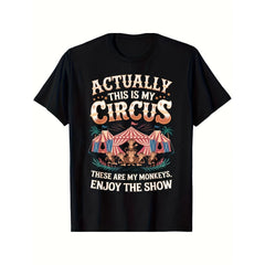 This Is a T-Shirt for The Carnival Featuring a Circus Monkey Carousel, Suitable for Both Men And Women