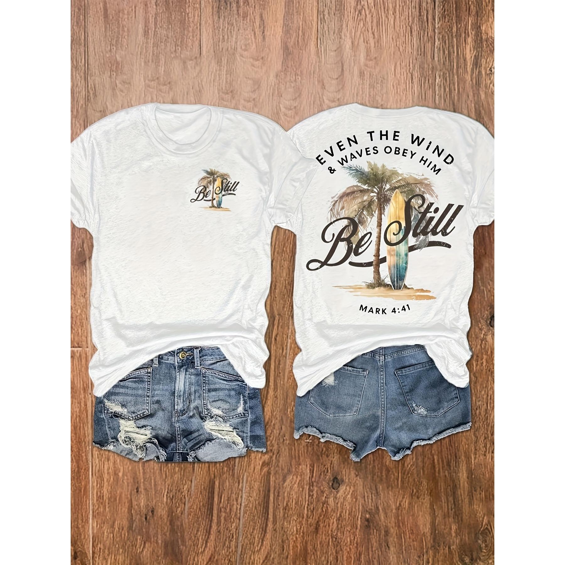 “Even The Wind And Waves Obey Him” Christian T-Shirt – Mark 4:41 Bible Verse Tee for Men Women, Faith-Based Casual Crewneck