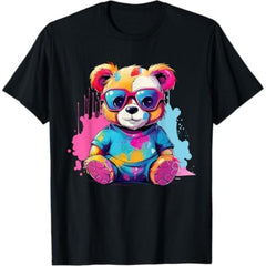 Colorful Teddy Bear Graphic T-Shirt