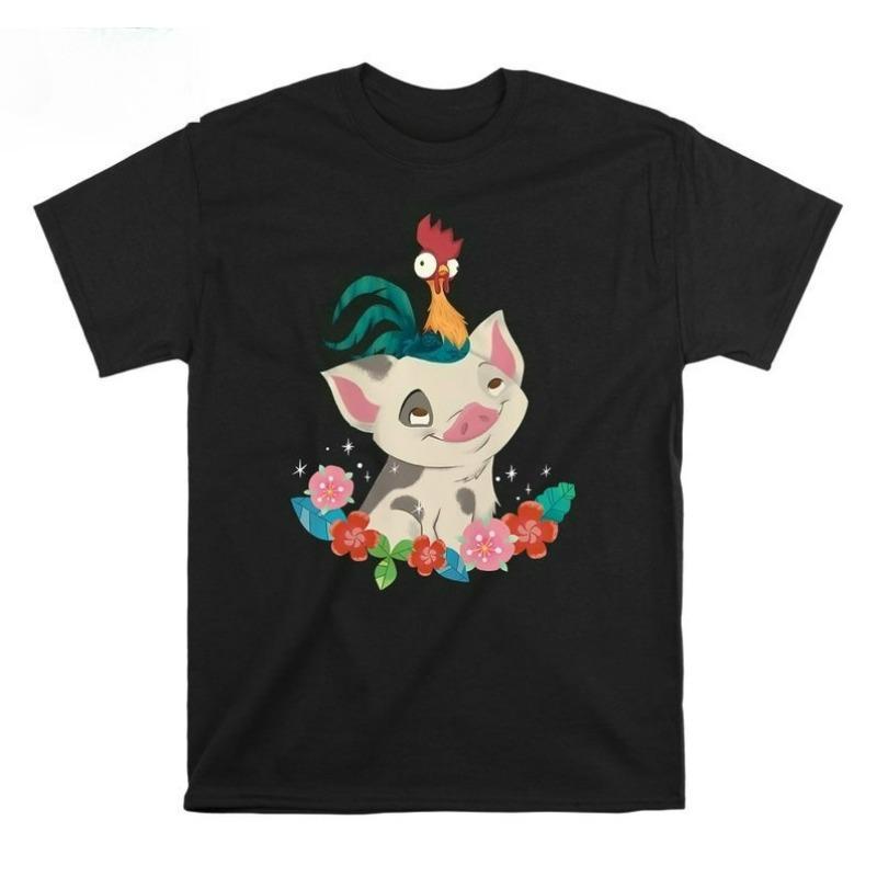 Moana HeiHei Rooster Flowers Graphic T-shirt