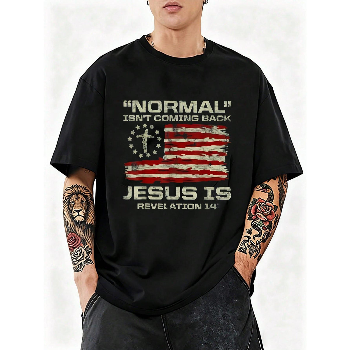 Normal Isn't Coming Back Jesus Is Christian American Flag T-Shirt