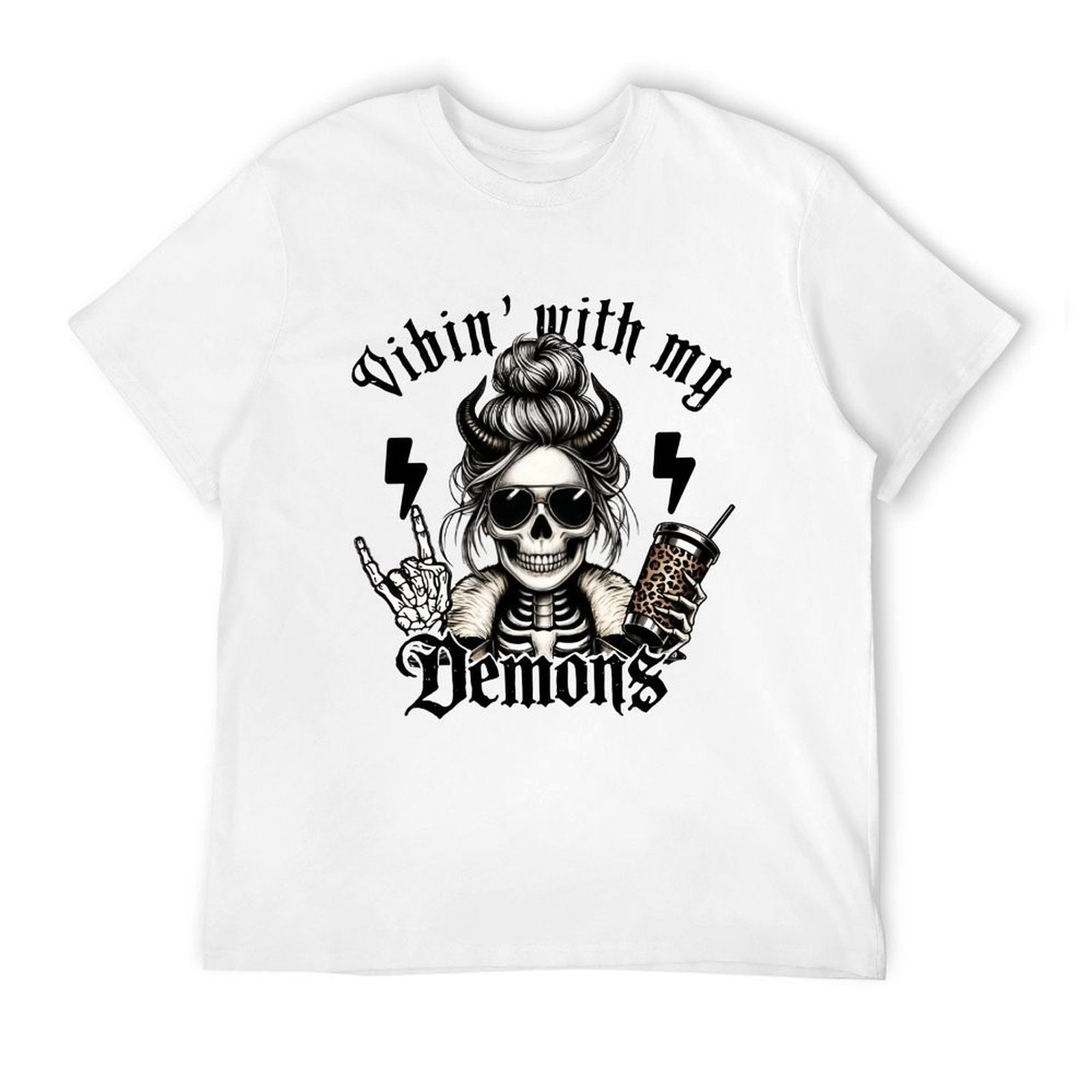 Vibin with my Demons Coffee Skeleton T-shirt