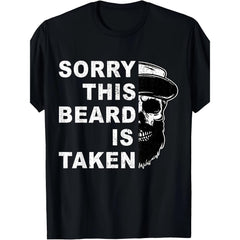 Sorry This Beard Is Taken Funny Skull Graphic Sarcastic Bearded Man T-Shirt Hipster Beard Humor Casual Summer Unisex Top Soft Cotton Crew Neck Vintage Style