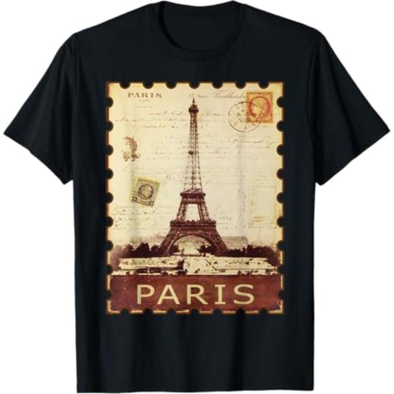 Eiffel Tower Stamp Vintage Paris Souvenir T-Shirt
