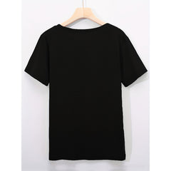Kawaii Cat Eating Sushi print t-shirt, short sleeve crew neck casual top for summer & spring, Women's clothing