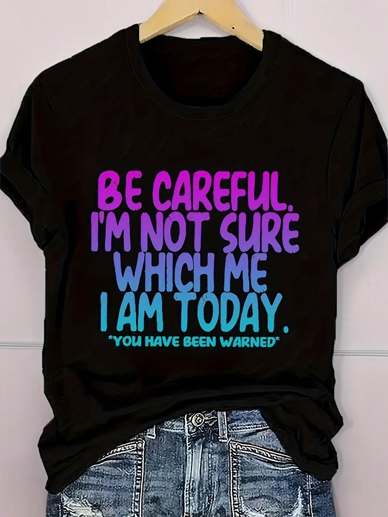 Funny Women's "I'm Not Sure Which Me I Am Today" T-Shirt | Pink Crew Neck Tee | Lightweight Casual Shirt | Humorous Gift for Ladies | Comfortable Fit