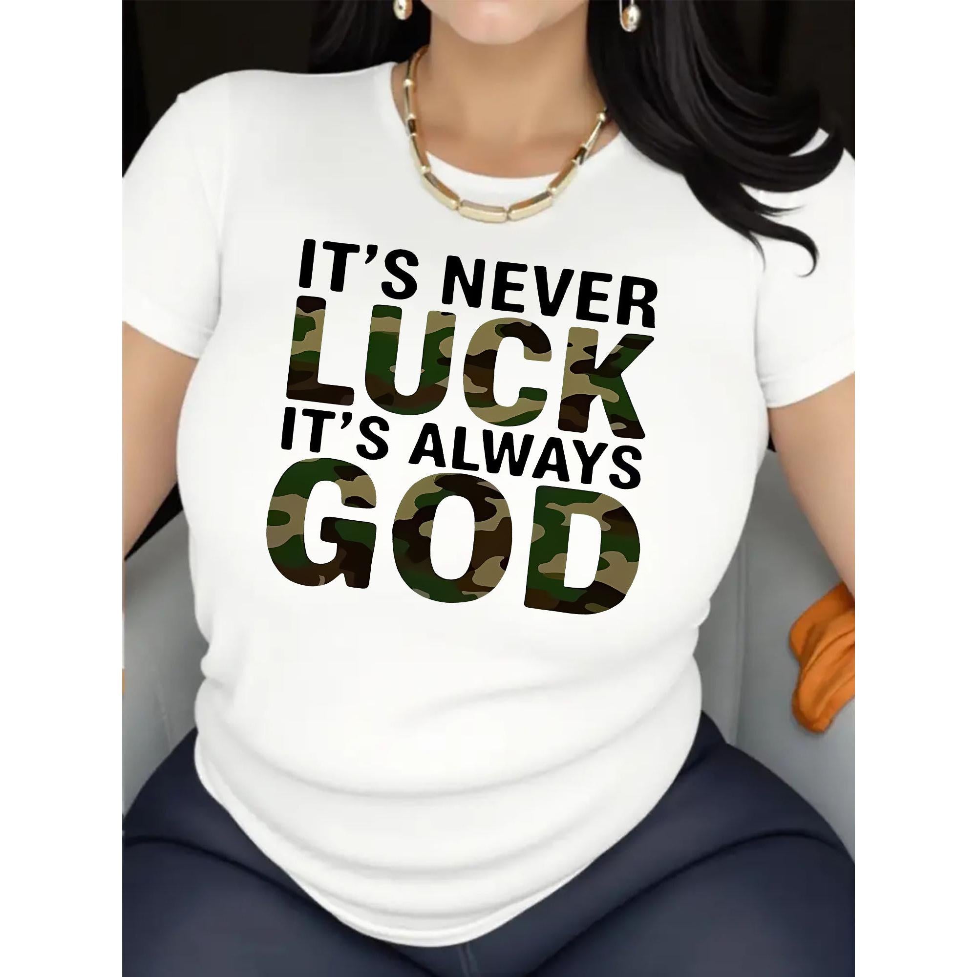 Women's Camouflage Print Round Neck Short Sleeve T-Shirt - Sporty Casual Style, Simple and Athletic