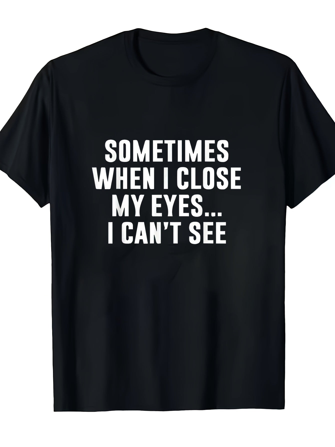 Fun Printed T-Shirt/Black Short Sleeve Round Neck Casual Shirt/Humorous Iital Print Esin/Suitable Aily Casual Wear Suitable All Seasons