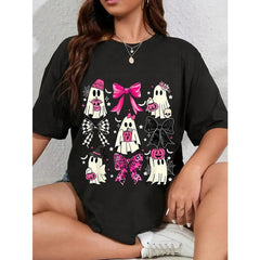 100% Cotton Unisex Coquette Bow Ghost Spooky Season Trick Or Treat Halloween T-Shirt