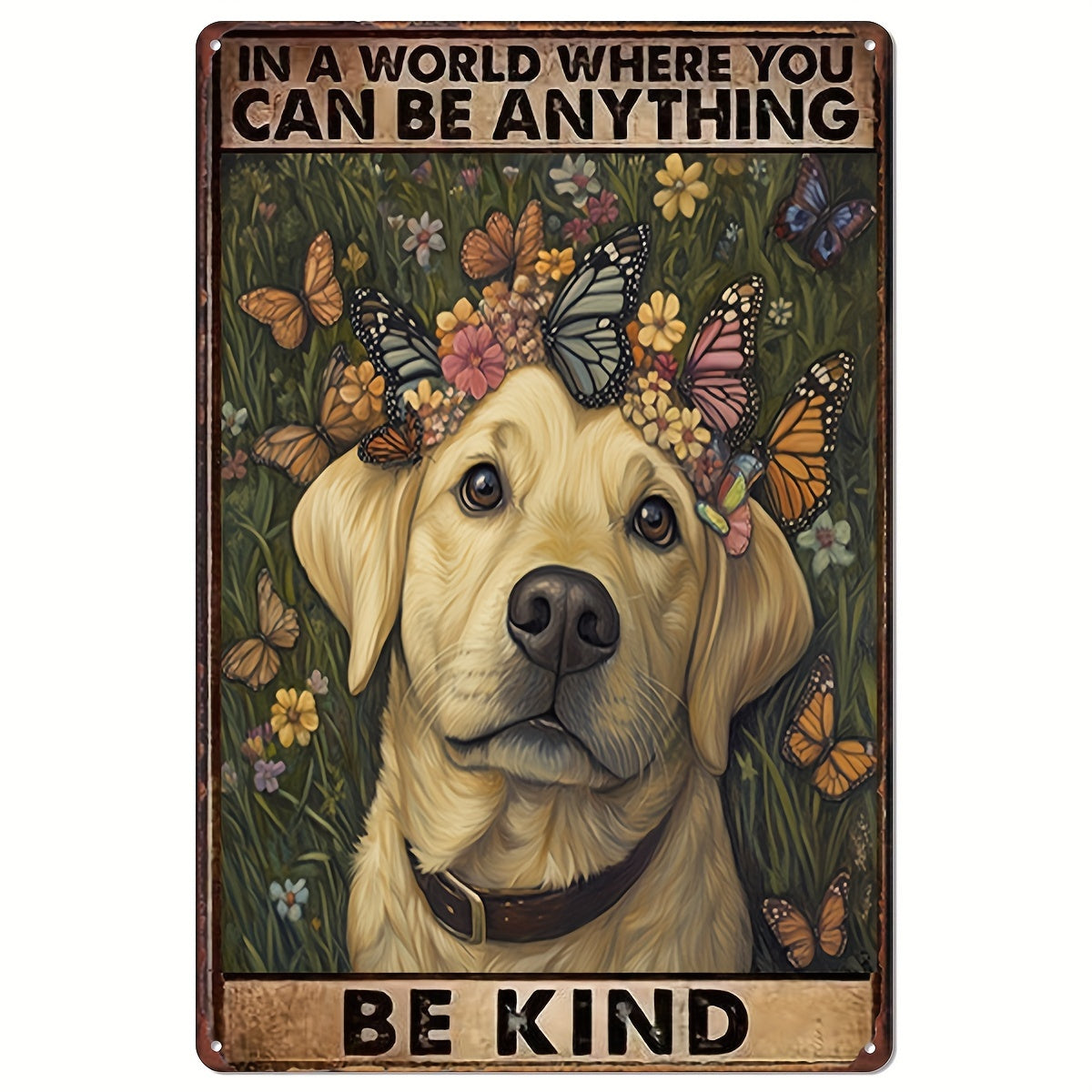 Retro Labrador Retriever Metal Wall Art - Weather Resistant, Pre Drilled for Easy Installation, 12X8 Inches