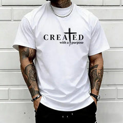 Men’s “Created with a Purpose” Christian graphic T-shirt, faith quote print tee