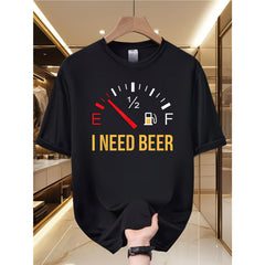 Men's Fun "I Need Beer" Beer-Themed T-Shirt - Soft and Breathable Crew Neck Short Sleeve Tee, Suitable for Casual Outings, Parties, and Daily Wear - A Gift for Beer Lovers