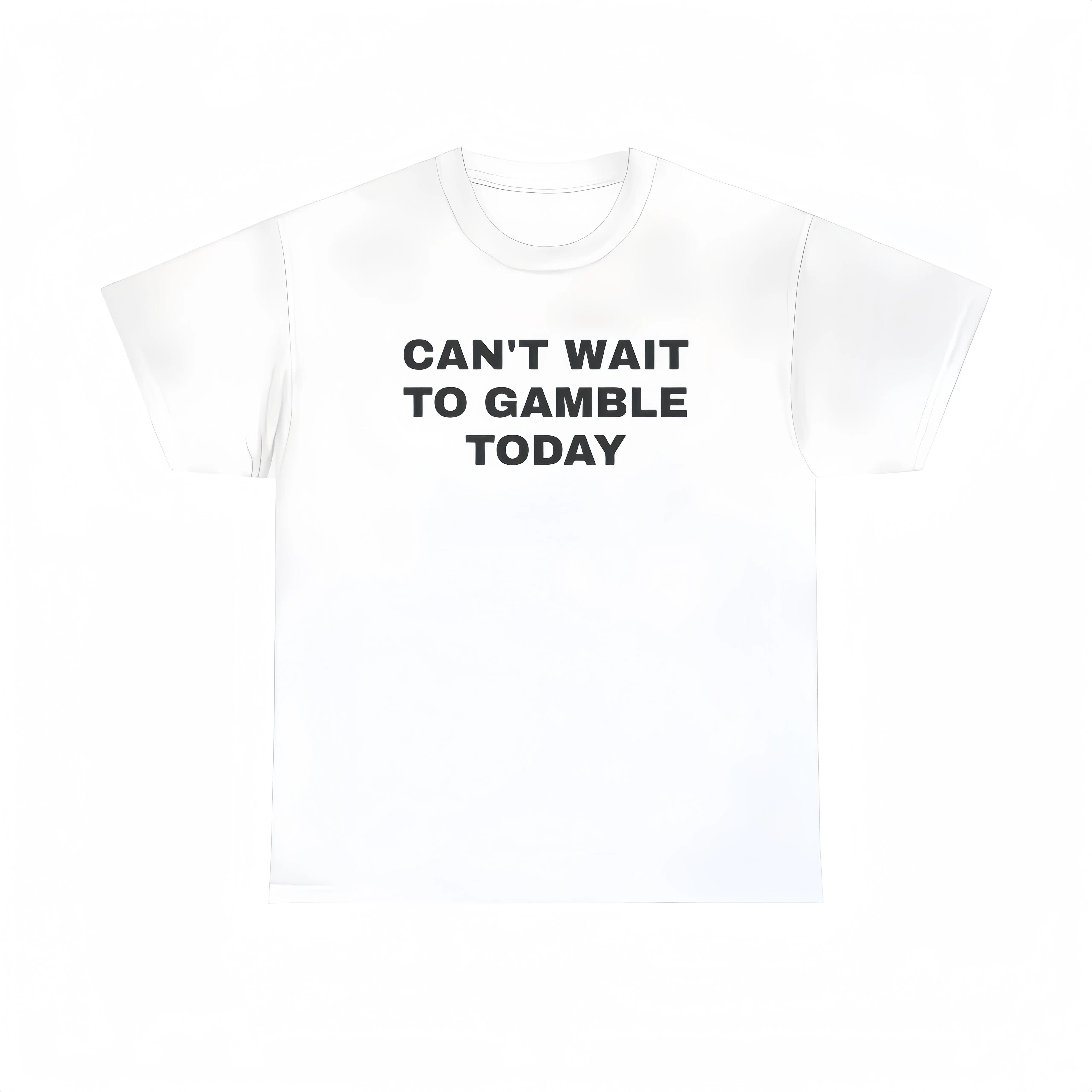 Men's Oversized Heavy Cotton Graphic Tee - Short-Sleeve Print Tops with Funny "Can't Wait To Gamble Today" Design - Casino, Poker - Mens Gifts for Boyfriend - Street Style Summer Outdoor Wear