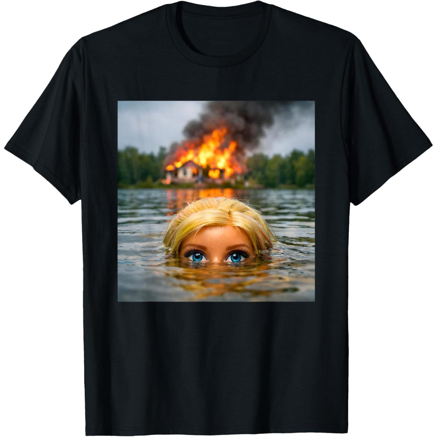 Funny Doll Face Clothes Meme Women Men Vintage Swimming Graphic Unisex T-Shirt
